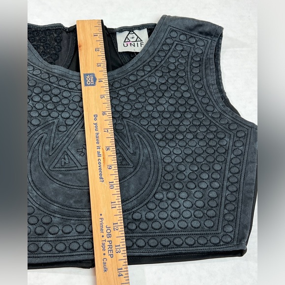 Unif Vegan Leather Cropped Top Textured Dots Black Wash Tank Revolve Grunge - Picture 8 of 14